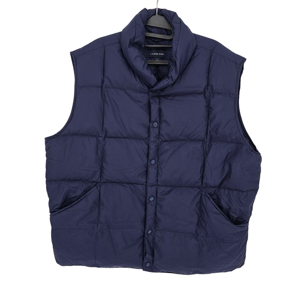 Lands’ End Navy Blue Goose Down Winter Outdoor Puffer Vest  XL Gorpcore Utility